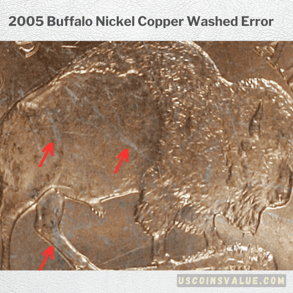 2005 Buffalo Nickel Copper Washed Error